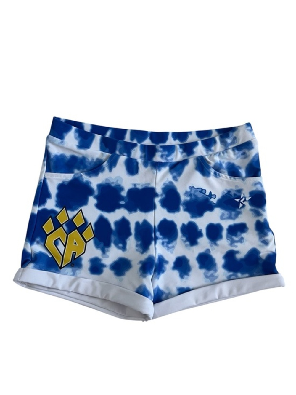 Rebel Athletic Blue Tie-Dye Athletic cheer shorts